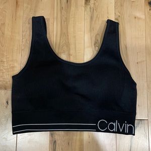 Calvin Klein black ribbed sports bra